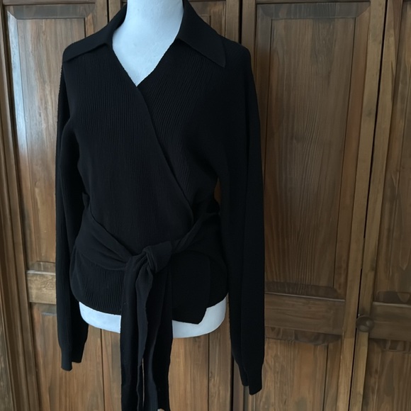 Rails Darya Sweater Ribbed Wrap Black Small NWT $238 - Picture 10 of 14